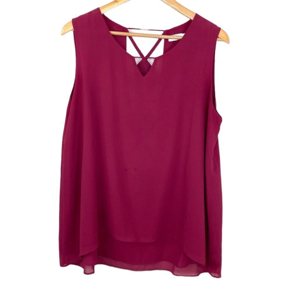 Tobi magenta strappy hi low tunic top size medium